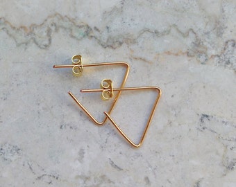 Earring / gold plated / triangle/triangle / modern / 935 silver