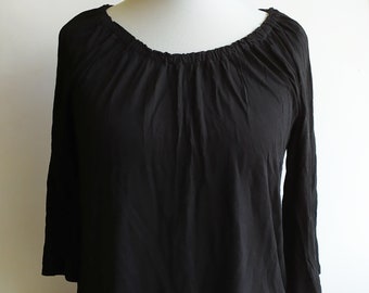 Vintage Black top, Elegant black top, Black blouse, Simple black top, Timeless top, Dress top, Basic black top, Size S