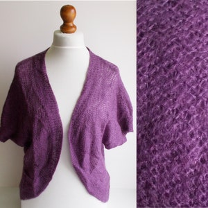 Vintage Purple Cardigan Wool cardigan Mohair cardigan Wool sweater Mohair sweater Womens cardigan Purple wool cardigan Knit cardigan S/M