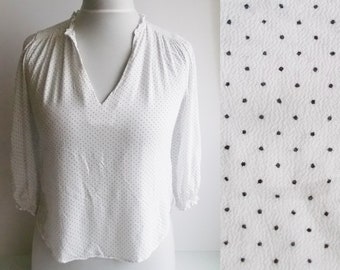 Vintage polka dot top Womens polka dot Black and white polka dot top Retro top Polka dot blouse Simple top Womens top Gift for her Size S