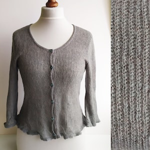 Vintage Wool Cardigan, Mohair cardigan, Green blue cardigan, wool sweater, mohair sweater, forest green sweater, womens cardigan, Size M