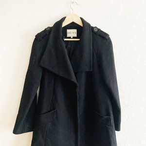 Vintage Wool Coat, Black wool coat, Wool coat, Classic wool coat, Black coat, Womens wool coat, Luxury black coat, Fall Winter coat, Size M