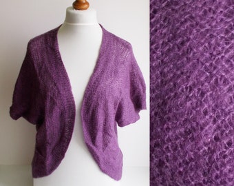 Vintage Purple Cardigan Wool cardigan Mohair cardigan Wool sweater Mohair sweater Womens cardigan Purple wool cardigan Knit cardigan S/M