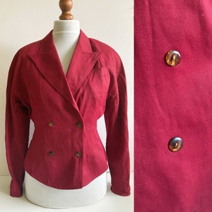 Vintage Red Blazer, Red blazer, Boxy blazer, Vintage blazer, Dark red blazer, Unique blazer, Puff shoulder blazer, Red jacket, M