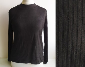 Vintage Black Turtleneck, Black turtleneck, Womens turtleneck, Basic turtleneck, Ribbed turtleneck, High neck top, Simple turtleneck, L