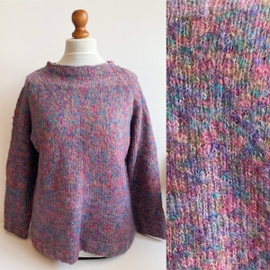 Vintage Knit Sweater, Purple Knit sweater, Purple jumper, Warm sweater, Chunky sweater, Purple knitted sweater, Oversized sweater, M