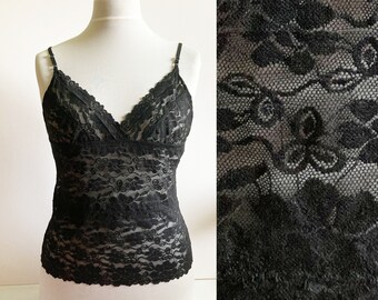 Vintage Lace top, Lacer top, Black lace top, Dark lace top, summer top, Black top, crop top, 90s vintage, festival style, Sexy top, M/L