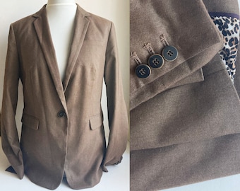 Vintage damkavaj, Brun kavaj, Pojkvänskavaj, Boxig kavaj, Brun jacka, Klassisk kavaj, Ljusbrun kavaj, Enkel kavaj, Storlek M