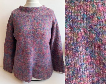 Vintage stickad tröja, Lila stickad tröja, Lila tröja, Varm tröja, Grov tröja, Lila stickad tröja, Stor tröja, M
