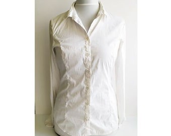 Vintage white shirt, White blouse, Classic white shirt, Simple white shirt, White button down shirt, Cotton shirt, Basic white shirt, Size M