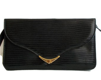 Vintage Black Clutch Bag, Black purse, simple clutch, lady bag, Vintage crossbody bag, evening bag, black shoulder bag, faux leather bag