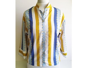 Blusa a rayas vintage, camisa a rayas, camisa a rayas, top a rayas retro, blusa a rayas para mujer, top vintage, blusa de los años 80, blusa de los años 70, S/M