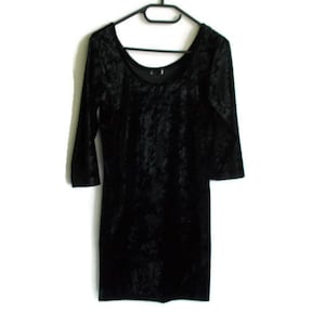 Vintage Velvet Dress, 90s vintage black velvet dress, Velvet mini dress, Fitted velvet dress, 90s dress, Tight velvet dress, Size M