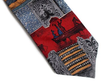 Vintage Mens Necktie, Mens necktie, Gift for him, Red necktie, Necktie, Romantic necktie, Patterned necktie, Vintage necktie