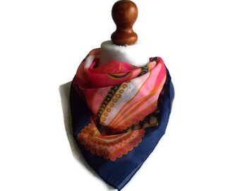 Bufanda floral vintage, bufanda floral rosa, bufanda cuadrada, bufanda colorida, bufanda estampada rosa, bufanda estampada, bufanda Paisley, regalo para ella