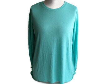 Vintage turquoise shirt, Turquoise top, Long sleeved turquoise top, Simple turquoise top, Blue shirt, Blue top, Light blue shirt, Size M
