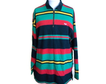 Vintage Mens Shirt, Striped shirt, striped sweater, Retro sweater, 80s sweater, 80s striped sweater, Vintage sweatshirt, Mens sweatshirt, L