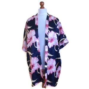 Vintage Floral Satin Kimono, Satin Robe, Satin Kimono, Pink Kimono, Floral kimono, Kimono, Vintage robe