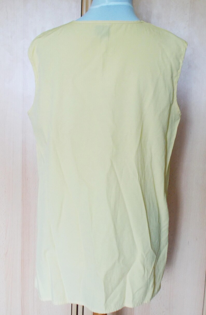 loose shirt sleeveless top summer blouse Vintage Yellow top retro top basic shirt womens top size L simple blouse summer shirt