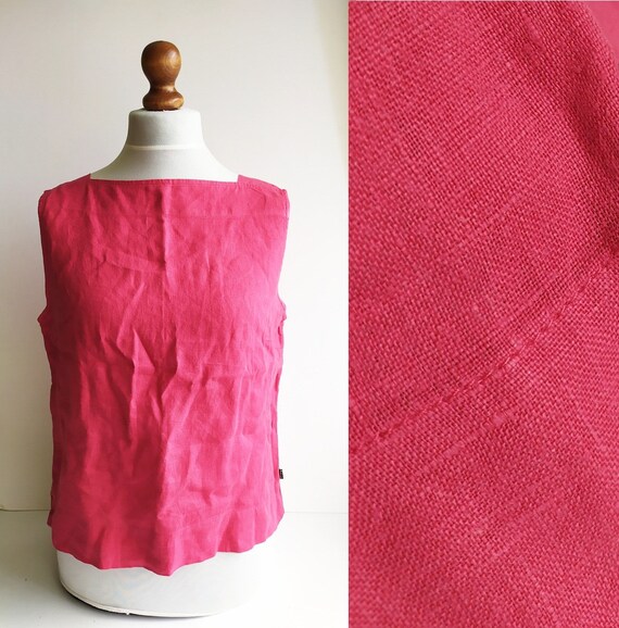 Vintage Linen Top, Vintage Linen shirt, Linen blou