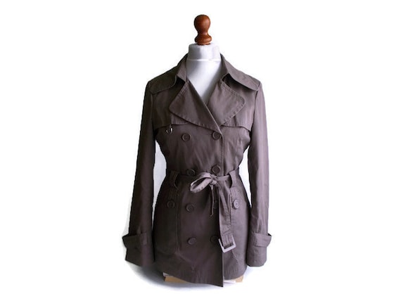 Vintage Trench Coat, Taupe trench coat, Womens tre