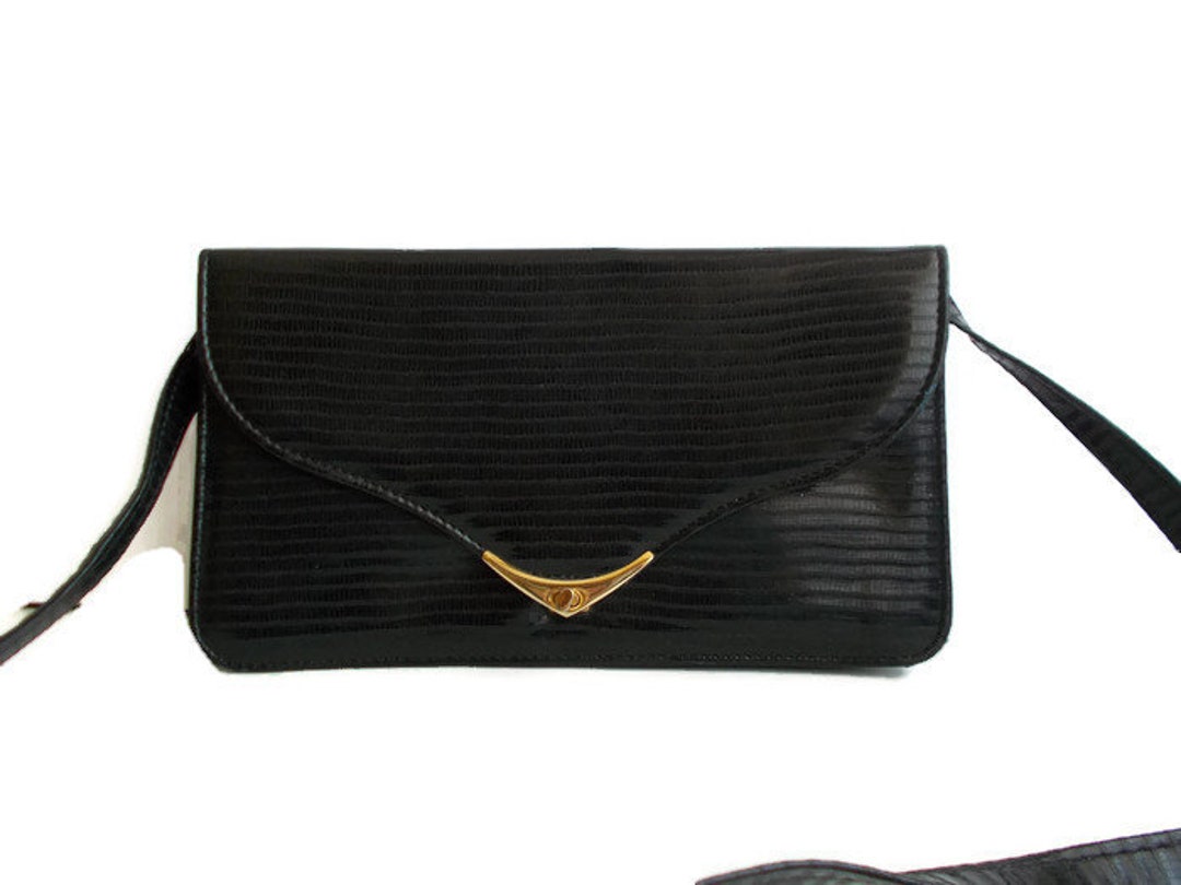 Vintage Black Clutch Bag, Black Purse, Simple Clutch, Lady Bag, Vintage