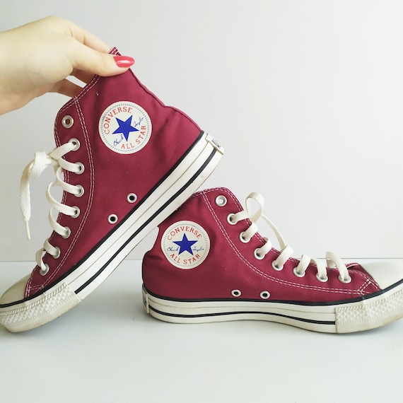Vintage Converse, Red High Top Chuck Taylor Shoes,