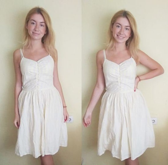 yellow and white striped dress