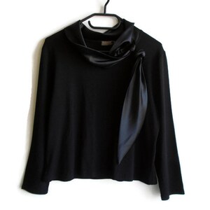 Vintage Black top, Elegant black top, Silky top, Black blouse, Simple black top, Timeless top, Gift for her, Dress top, Size M/L image 5