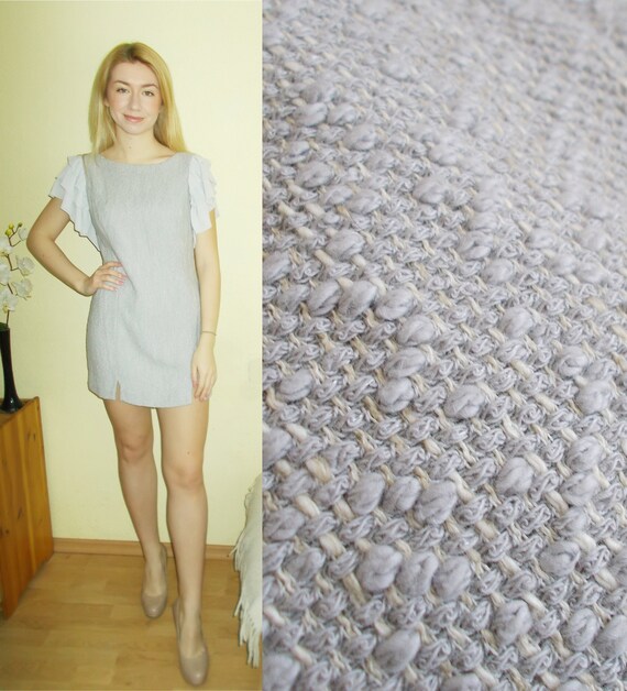 Vintage Formal dress, Gray dress, Tweed dress, Tweed mini dress, Formal mini dress, Cocktail dress, Evening dress, Event dress, Size M