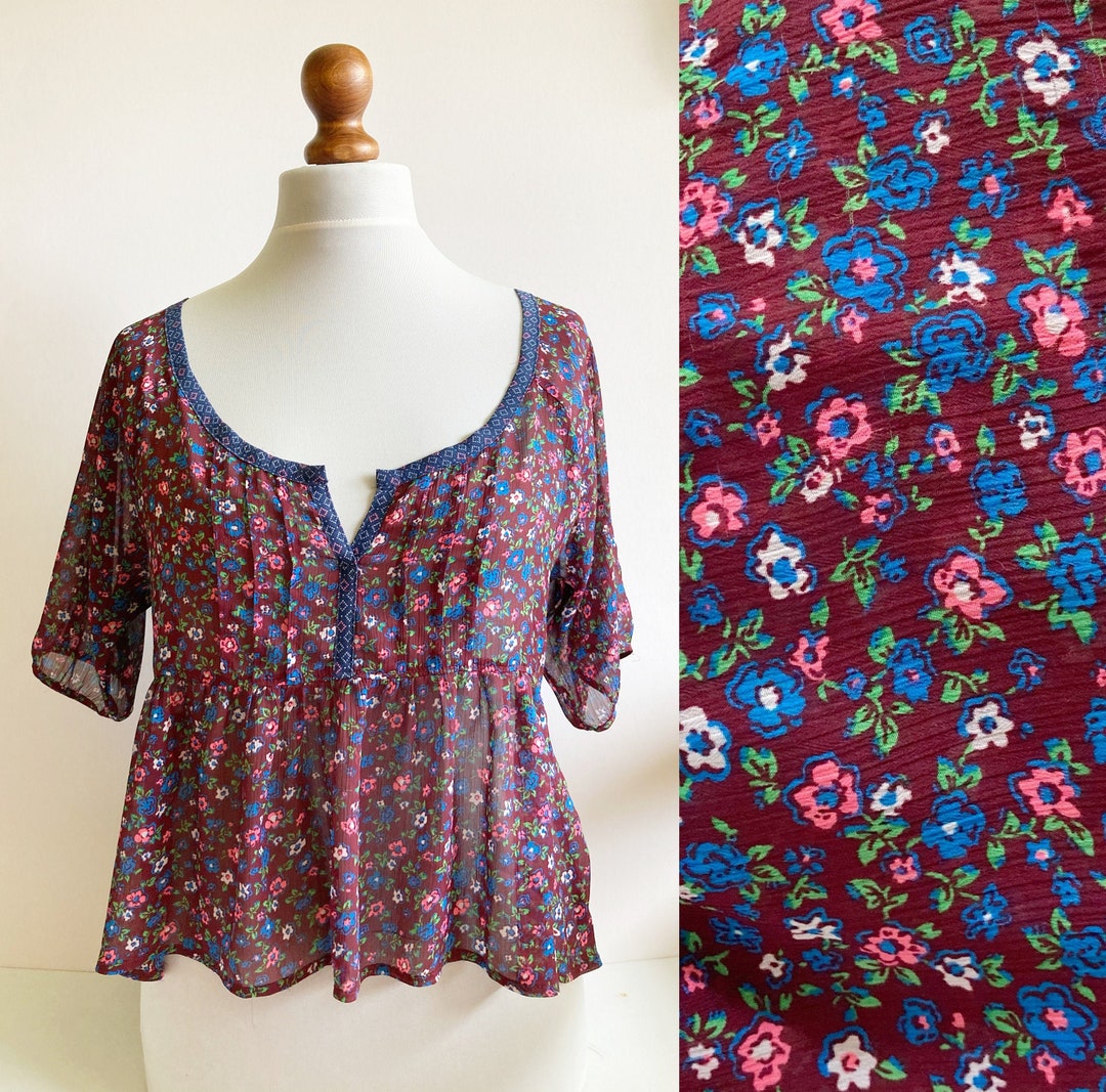 Vintage Womens Blouse, Floral Blouse, Bohemian Blouse, Boho
