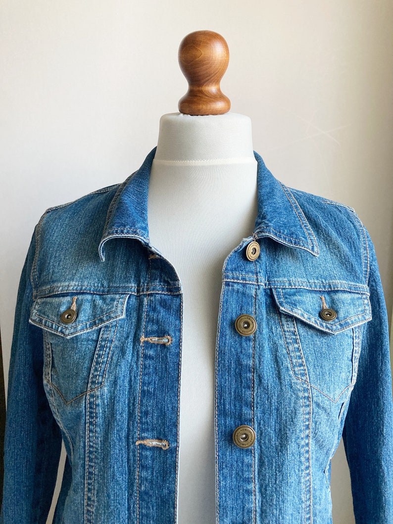 Vintage Denim Jacket, Womens denim jacket, Jean jacket, Blue denim jacket, Classic denim jacket, Cotton denim jacket, Basic denim jacket, S image 3
