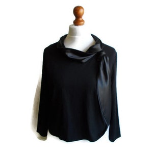 Vintage Black top, Elegant black top, Silky top, Black blouse, Simple black top, Timeless top, Gift for her, Dress top, Size M/L image 9
