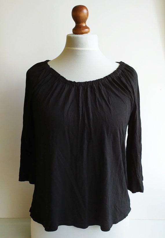 Vintage Black top, Elegant black top, Black blouse