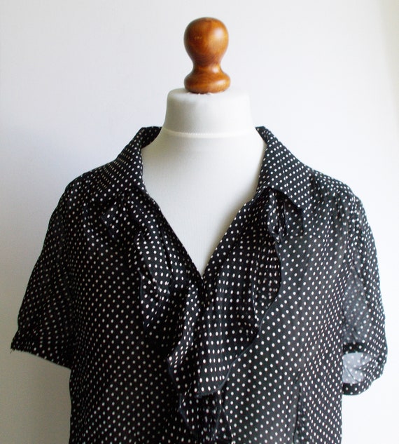 Vintage Polka dot blouse, Black polka dot blouse,… - image 3