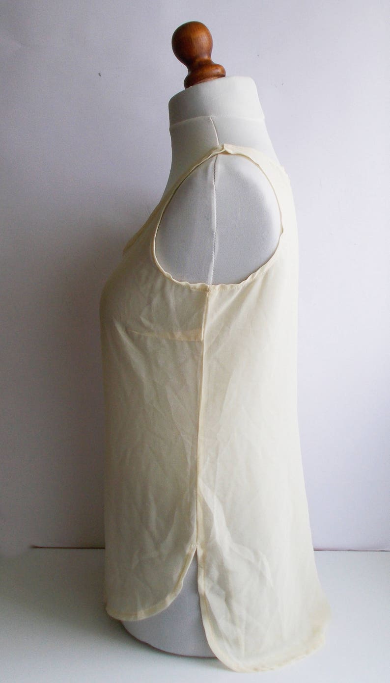 Summer top Vintage Sheer Top See through top M Yellow sheer top womens sheer Sleeveless sheer top Sheer blouse See through blouse