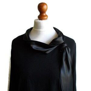 Vintage Black top, Elegant black top, Silky top, Black blouse, Simple black top, Timeless top, Gift for her, Dress top, Size M/L image 2