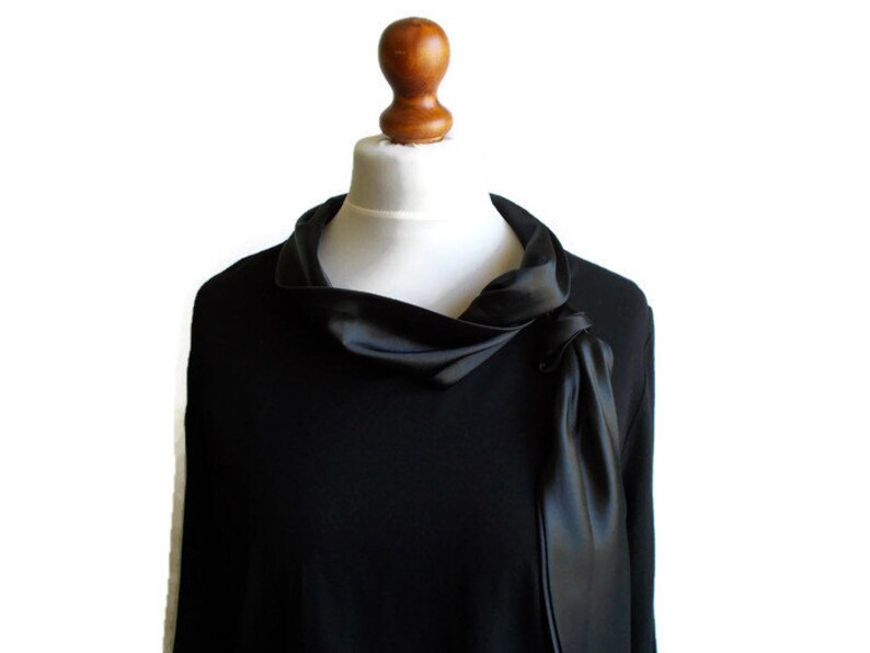 Vintage Black top, Elegant black top, Silky top, Black blouse, Simple black top, Timeless top, Gift for her, Dress top, Size M/L image 2