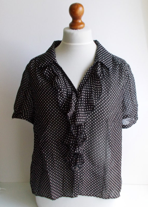 Vintage Polka dot blouse, Black polka dot blouse,… - image 2