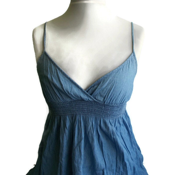 Vintage Denim Dress, Summer Dress, Denim Mini Dress, Denim Sun Dress ...