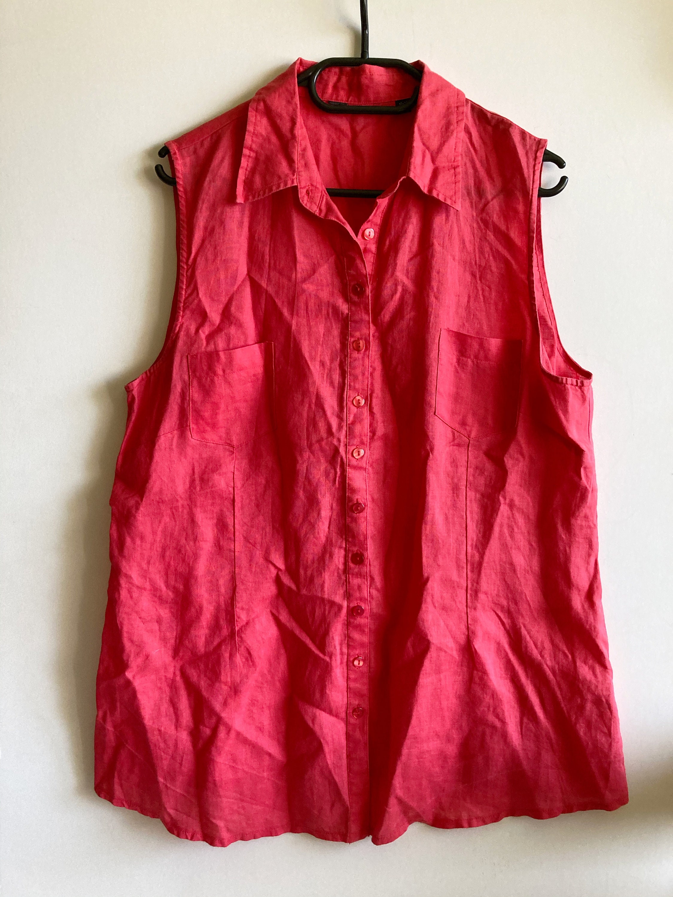 Vintage Pink Blouse Pink Shirt Hot Pink Blouse Bright Pink Etsy