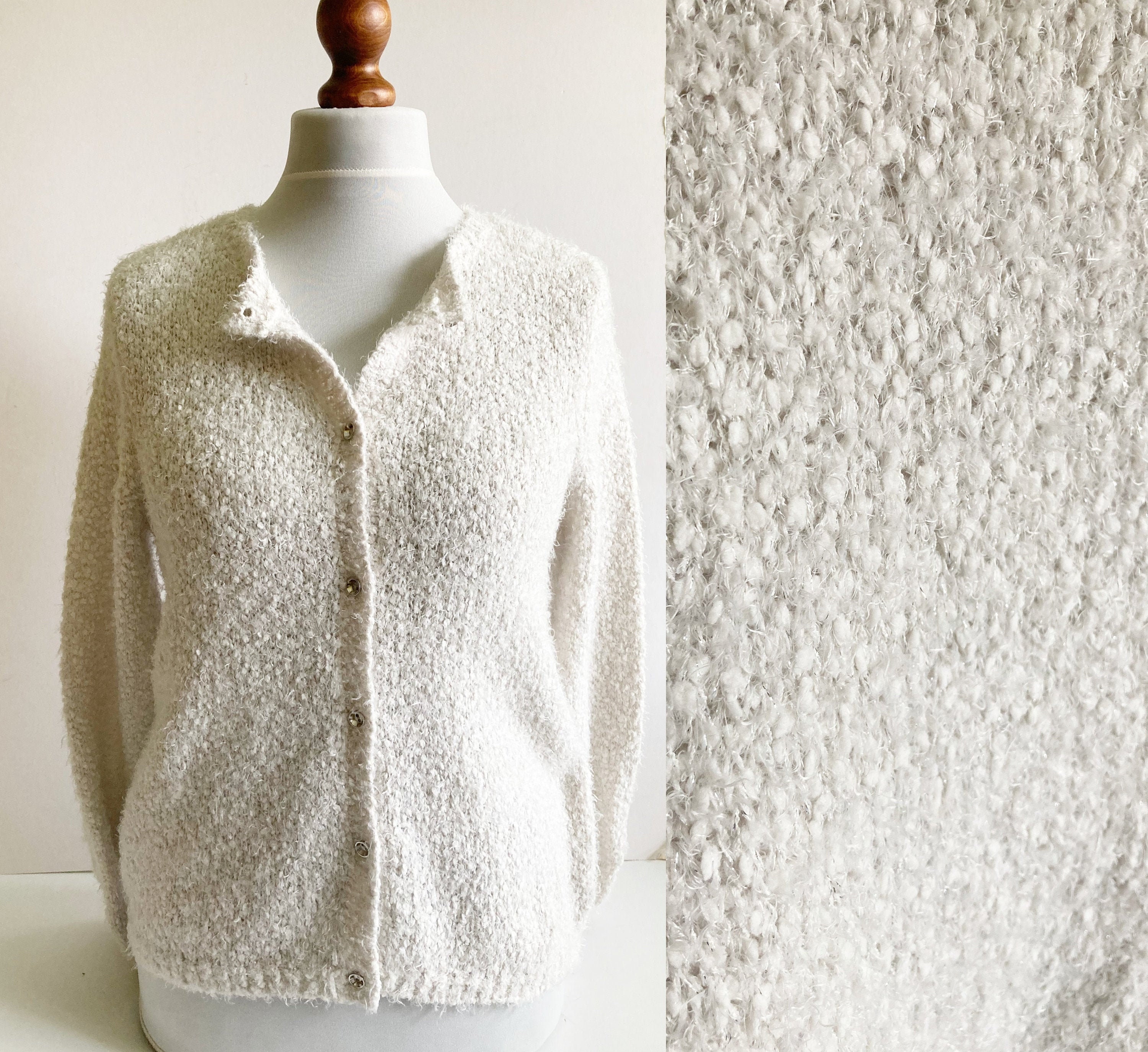 Vintage Cardigan Fluffy Cardigan White Cardigan Button Down - Etsy Ireland