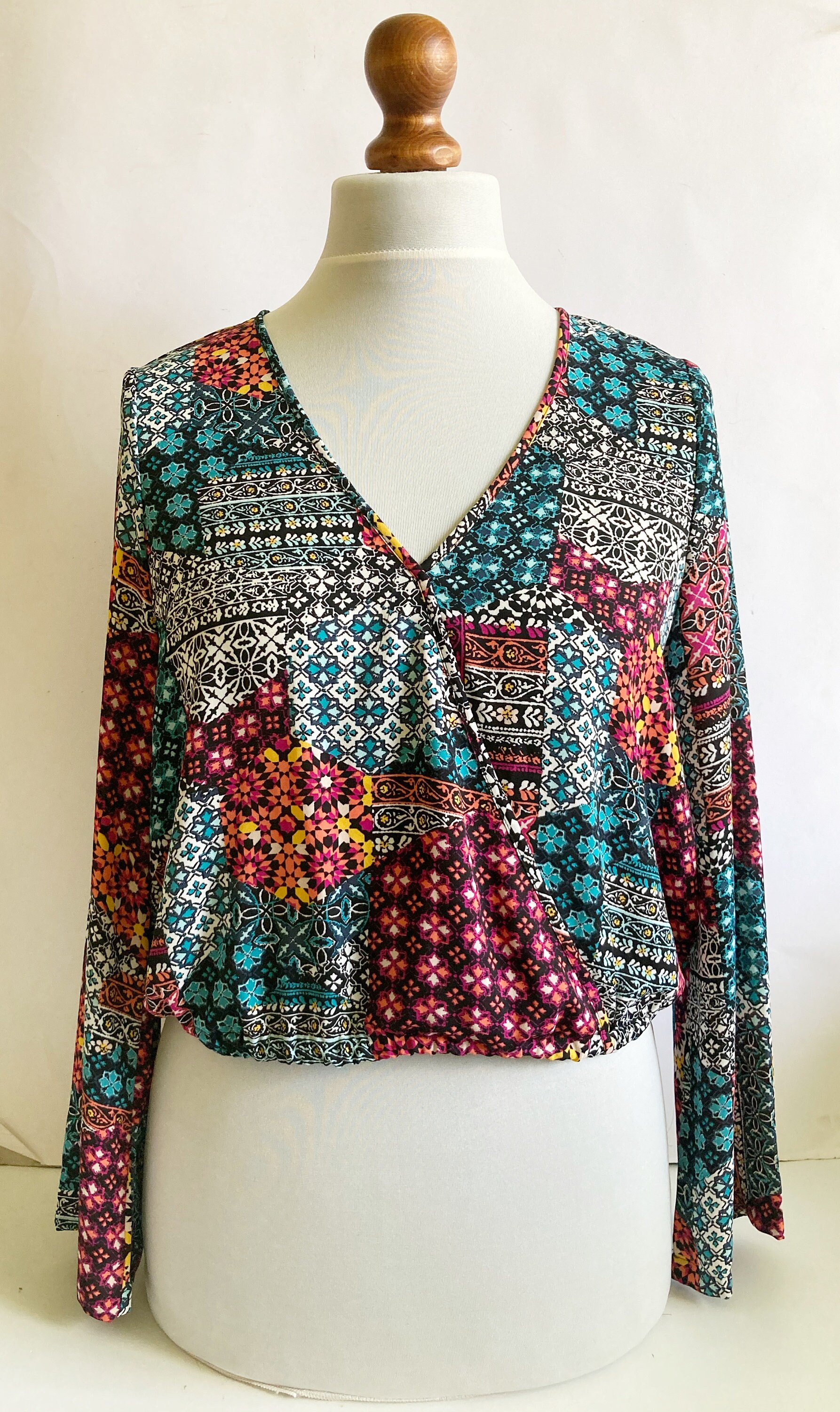 AK Women's Embroidered 3/4 Sleeve Bohemian Tunic – Floral Peasant Blouse In Rayon, Loose Fit