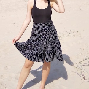Vintage Polka dot skirt, Ruffle skirt, Polka dot ruffle skirt, Black and white polka dot skirt, Midi skirt, Summer skirt, Classic skirt