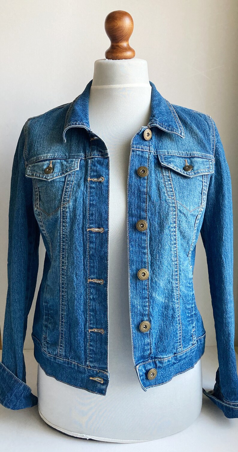 Vintage Denim Jacket, Womens denim jacket, Jean jacket, Blue denim jacket, Classic denim jacket, Cotton denim jacket, Basic denim jacket, S image 6