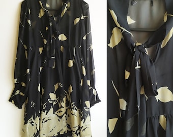 Vestido floral vintage, mini vestido floral, vestido boho, vestido boho, vestido floral oscuro, vestido de gasa, vestido femenino, vestido femenino, talla M