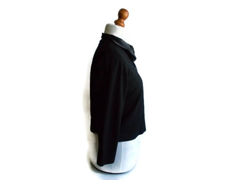Vintage Black top, Elegant black top, Silky top, Black blouse, Simple black top, Timeless top, Gift for her, Dress top, Size M/L image 3