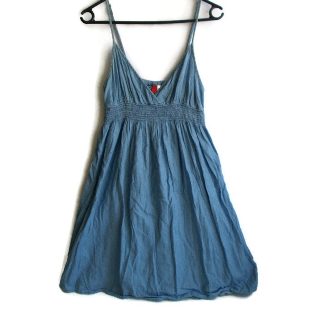 Vintage Denim Dress, Summer Dress, Denim Mini Dress, Denim Sun Dress ...