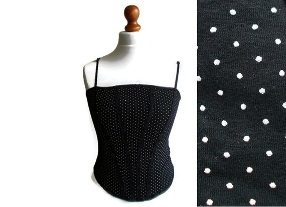 white tank top with black polka dots