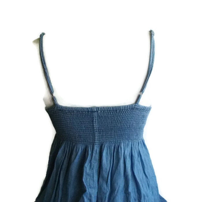 Vintage Denim Dress, Summer Dress, Denim Mini Dress, Denim Sun Dress ...